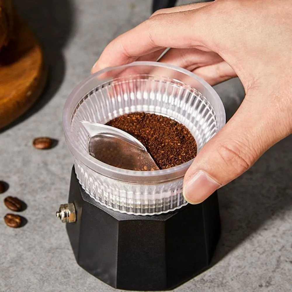 

Plastic Transparent Coffee Powder Dosing Ring Manual Rotary Coffee Tamper Fill and Press Flat Do No Leak Powder