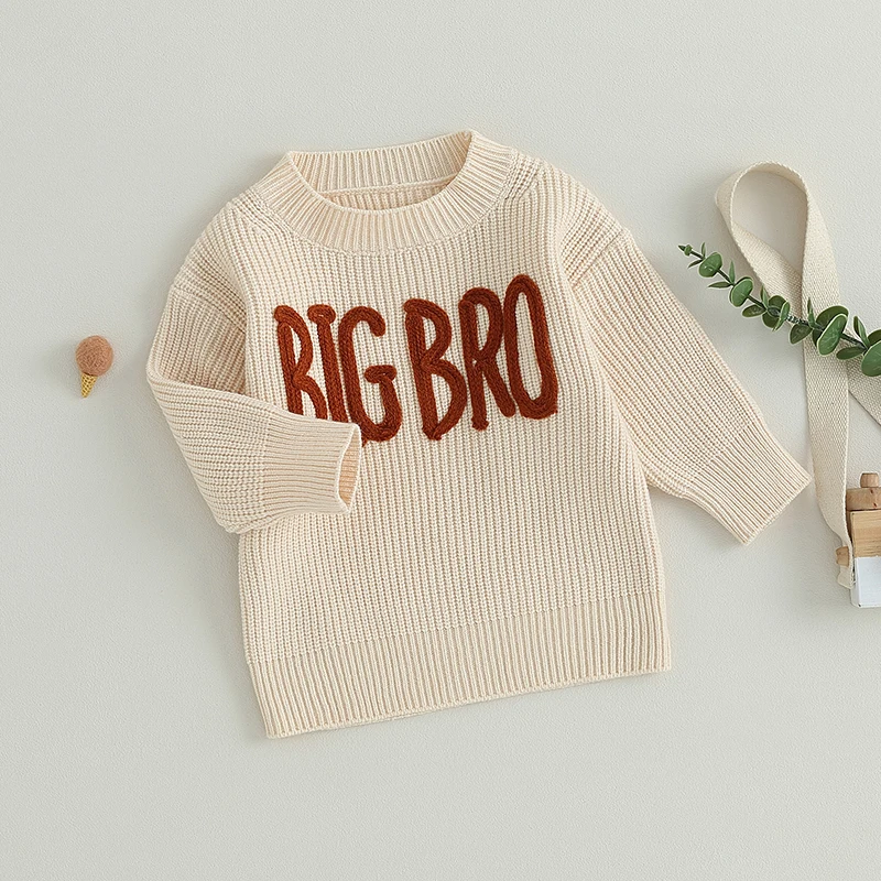 

Toddler Baby Oversized Knitted Jumper Boys Winter Knit Sweater Chunky Pullover Long Sleeve Knitwear Top Autumn Brother Matching