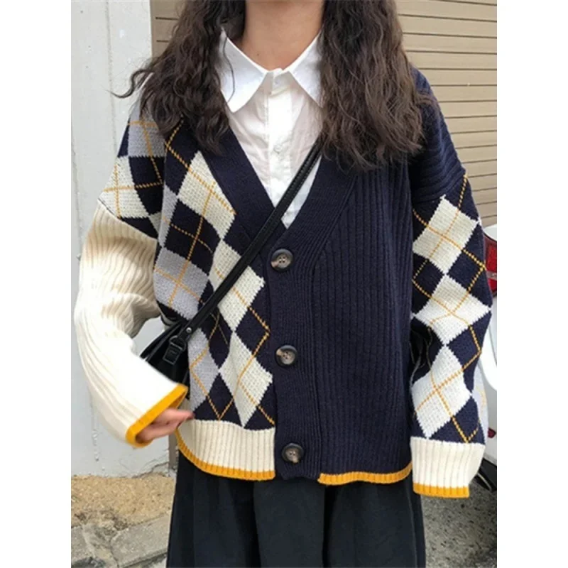 Fashion Women Sweaters 2023 New Autumn Winter Color Blo V-Ne Cardigan Korean Style LOOSE Rhombic Lattice Women's Clothing
Fashion Women Sweaters 2023 New Autumn Winter Color Blo V-Ne Cardigan Korean Style LOOSE Rhombic Lattice Women's Clothing