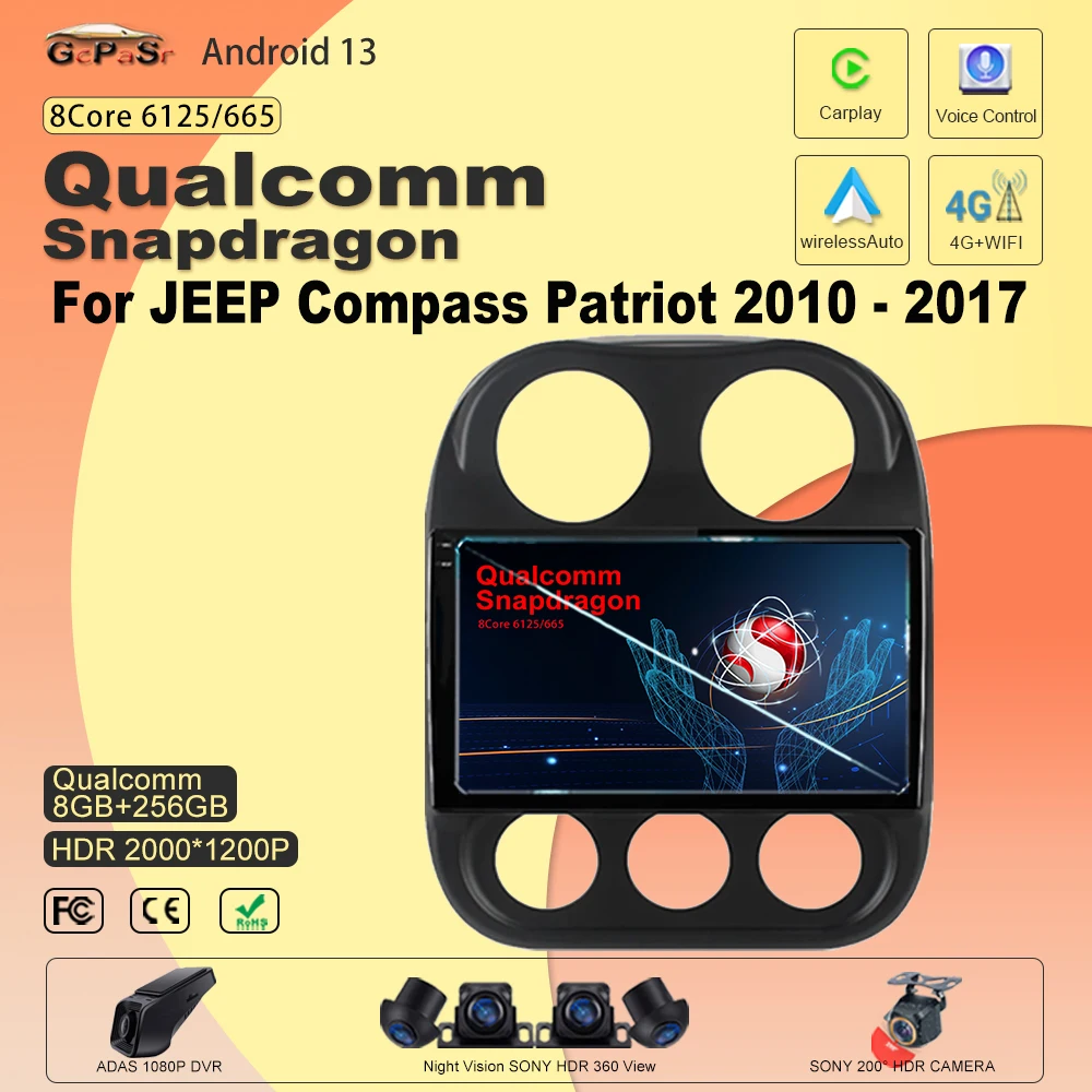 Автомобильное радио Qualcomm для JEEP Compass Patriot 2010-2017, Авторадио, стерео Android 13 Carplay, DSP плеер, навигация GPS, NO 2 Din
Автомобильное радио Qualcomm для JEEP Compass Patriot 2010-2017, Авторадио, стерео Android 13 Carplay, DSP плеер, навигация GPS, NO 2 Din