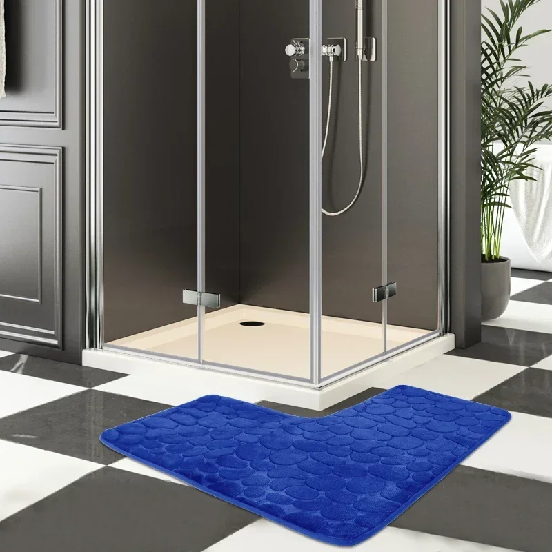 New Cobblestone Non-slip Bathroom Mat L-shaped Corner Toilet Mat Machine Washable Soft Absorbent WC Floor Mat Bath Shower Mats New Cobblestone Non-slip Bathroom Mat L-shaped Corner Toilet Mat Machine Washable Soft Absorbent WC Floor Mat Bath Shower Mats
