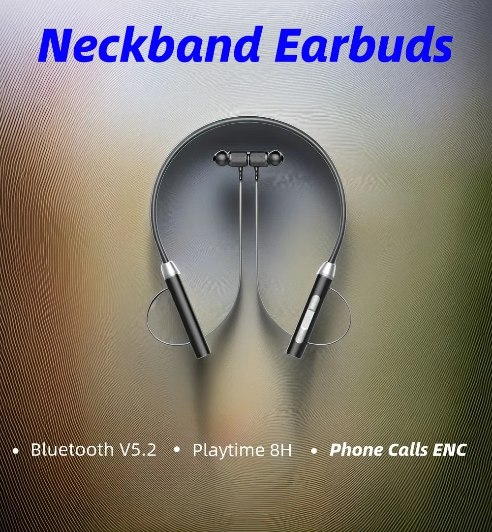 BT 5.2 Neckband Earbuds Wireless Magnetic Headphones IPX5 Waterproof Stereo Ergonomic Enhanced Bass Sports Earphone Buttons
BT 5.2 Neckband Earbuds Wireless Magnetic Headphones IPX5 Waterproof Stereo Ergonomic Enhanced Bass Sports Earphone Buttons