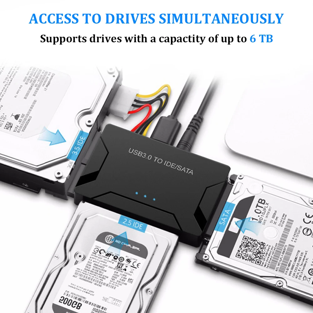 

USB 3.0 to SATA IDE Hard Disk Adapter Converter Cable for 3.5 2.5 inch HDD/SSD CD DVD ROM CD-RW 3 in 1 IDE SATA Adapter