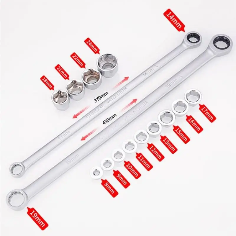 

15PCS Adjustable Ratchet Wrench Kit Chrome Vanadium Steel Torque Wrench Socket Set For Car Repair Hand Tools