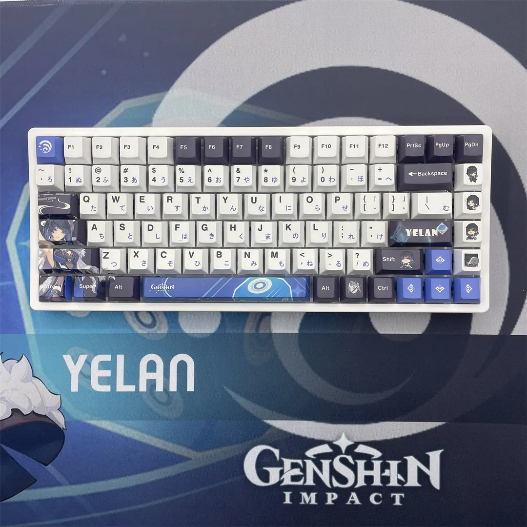 

132 Keys Game Anime Yelan Keycaps PBT Dye Sub Keycap Cherry Profile Key Cap For Mechanical Keyboard 61 68 84 87 96