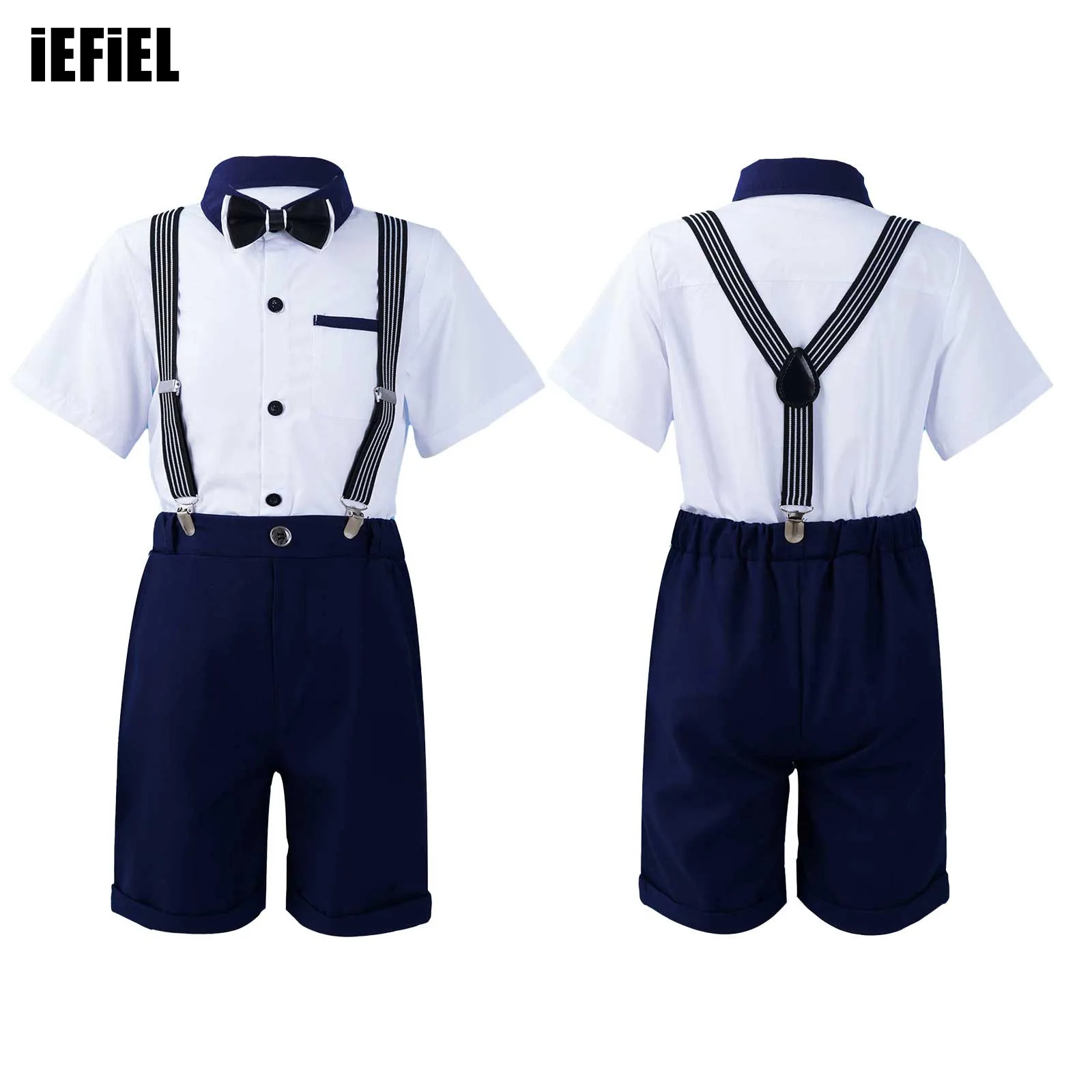 Kids Boys Gentleman Outfit Sets Short Sleeve Button Down Solid Shirt with Bow Tie Elastic Waistband Shorts Detachable Suit
Kids Boys Gentleman Outfit Sets Short Sleeve Button Down Solid Shirt with Bow Tie Elastic Waistband Shorts Detachable Suit