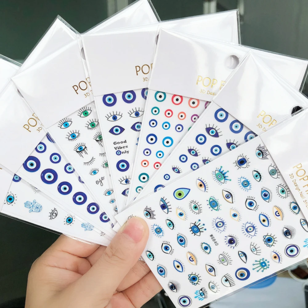 Blue Color Evil Eye Nail Art Sticker Decals Abstract Self-adhesive Slider 3D Round Cartoon Pupil Decal Manicure Nail Parts Eyes 
Blue Color Evil Eye Nail Art Sticker Decals Abstract Self-adhesive Slider 3D Round Cartoon Pupil Decal Manicure Nail Parts Eyes