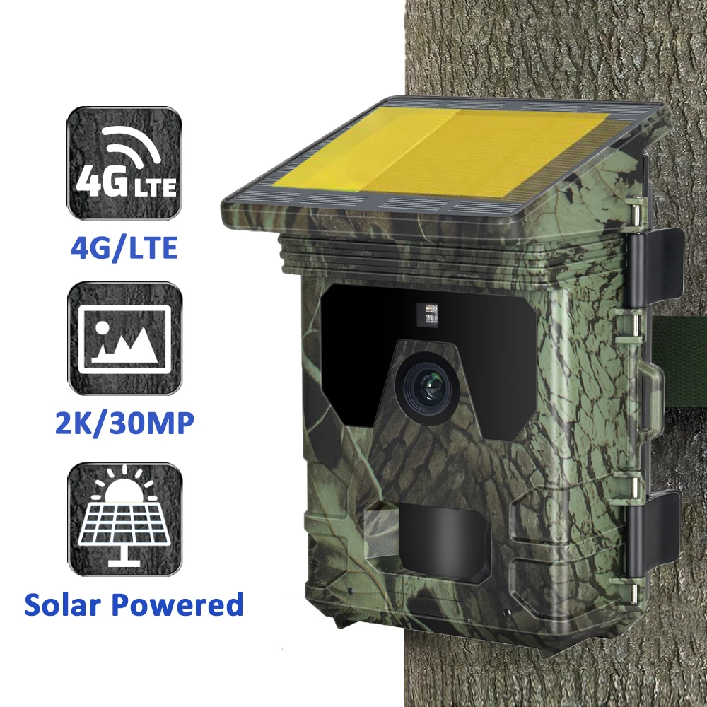 4G SIM Card Solar Powered Hunting Camera APP Control 2K 30MP Video Photo Record Night Vision Camera Wildlife Trap Tracker Device
4G SIM Card Solar Powered Hunting Camera APP Control 2K 30MP Video Photo Record Night Vision Camera Wildlife Trap Tracker Device