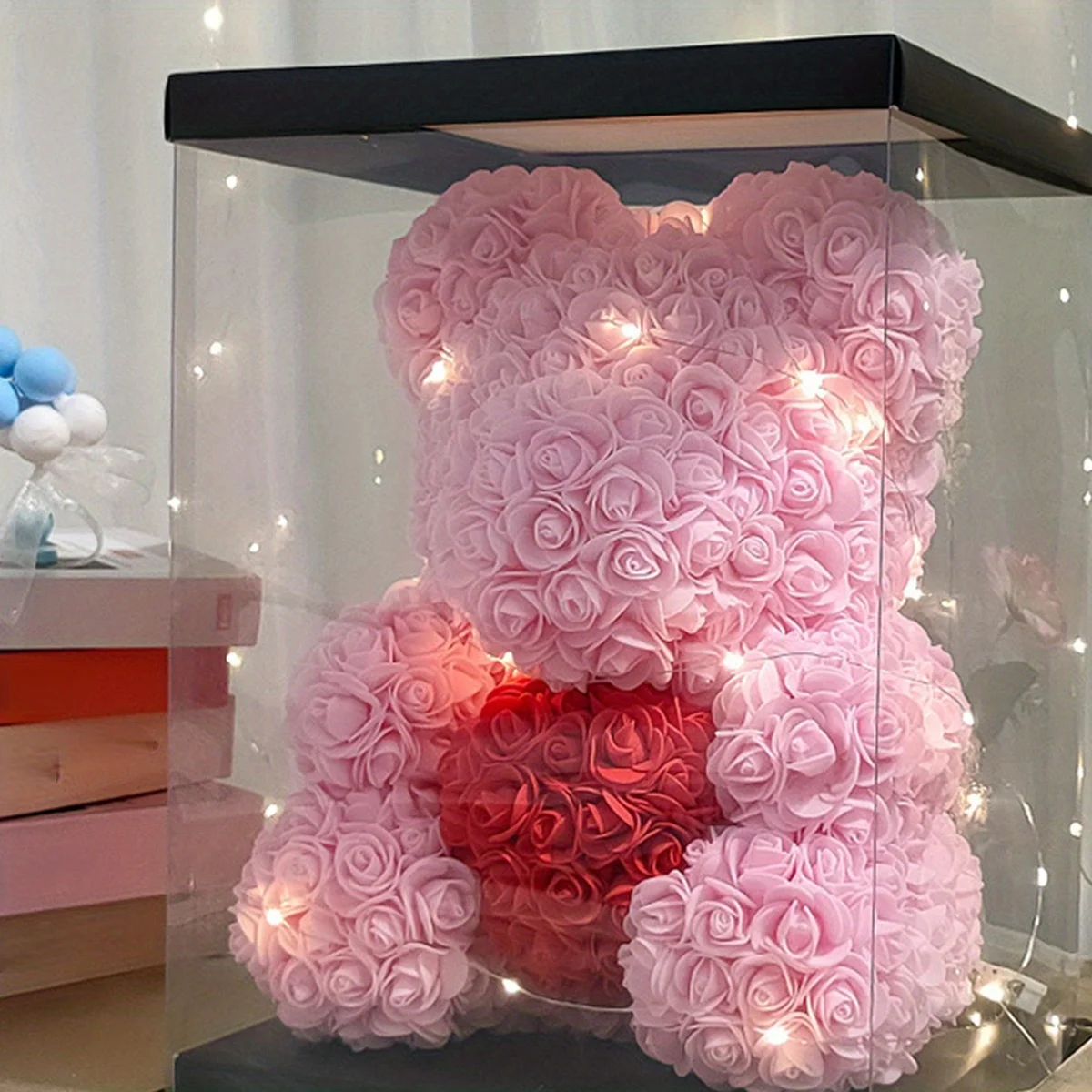 1Pc 10 Inch Artificial Rose Fower Bear Gift With Heart Valentine's Day Birthday Gift Including Transparent Gift Box For Valentin
1Pc 10 Inch Artificial Rose Fower Bear Gift With Heart Valentine's Day Birthday Gift Including Transparent Gift Box For Valentin