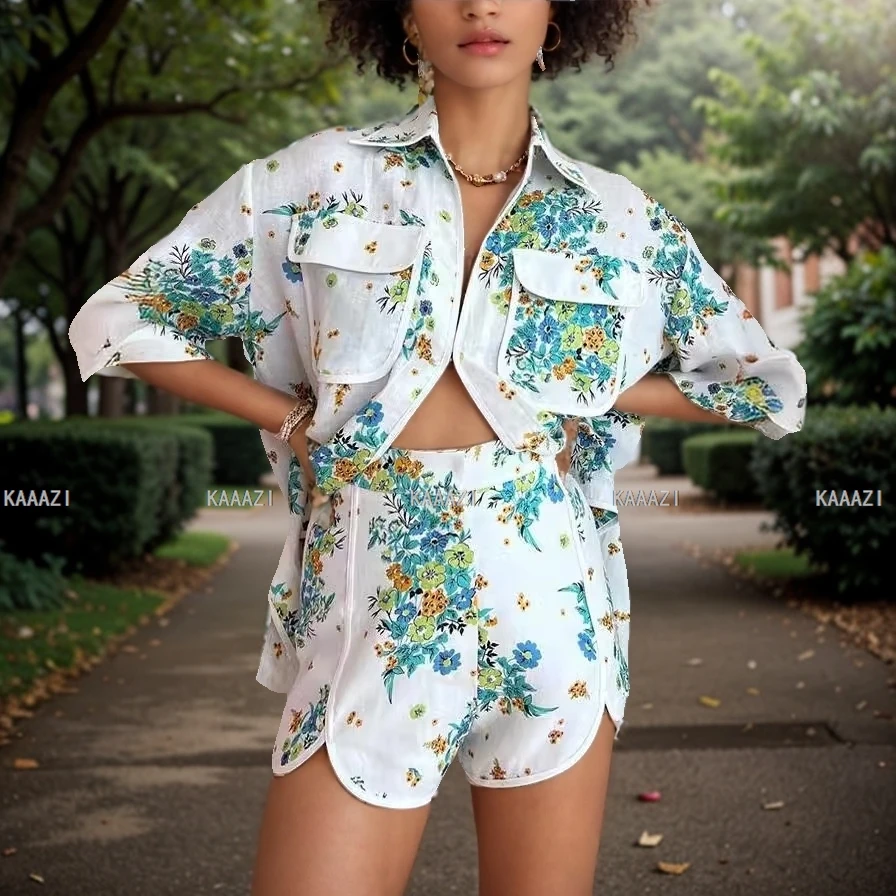 Fashion Casual Print Suits Women short Sleeve Blouse Shirt Top Shorts Chic Female 2 Piece Sets Outfits Clothes Holiday Summer
Fashion Casual Print Suits Women short Sleeve Blouse Shirt Top Shorts Chic Female 2 Piece Sets Outfits Clothes Holiday Summer