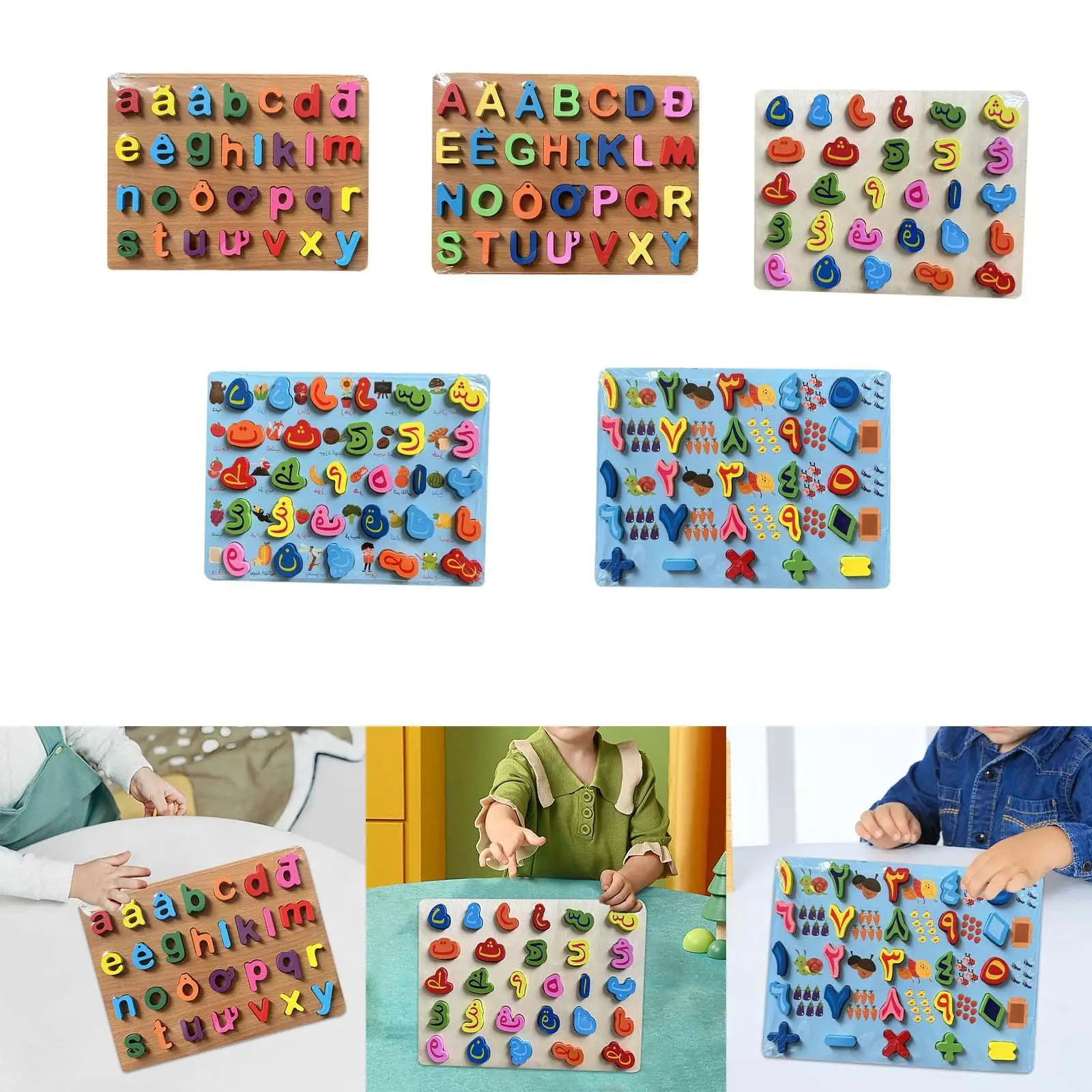 

Wooden Alphabet Board Colorful Durable Preschool Learning Puzzle Practical Montessori Alphabet Jigsaw Board for Kid Toddlers
