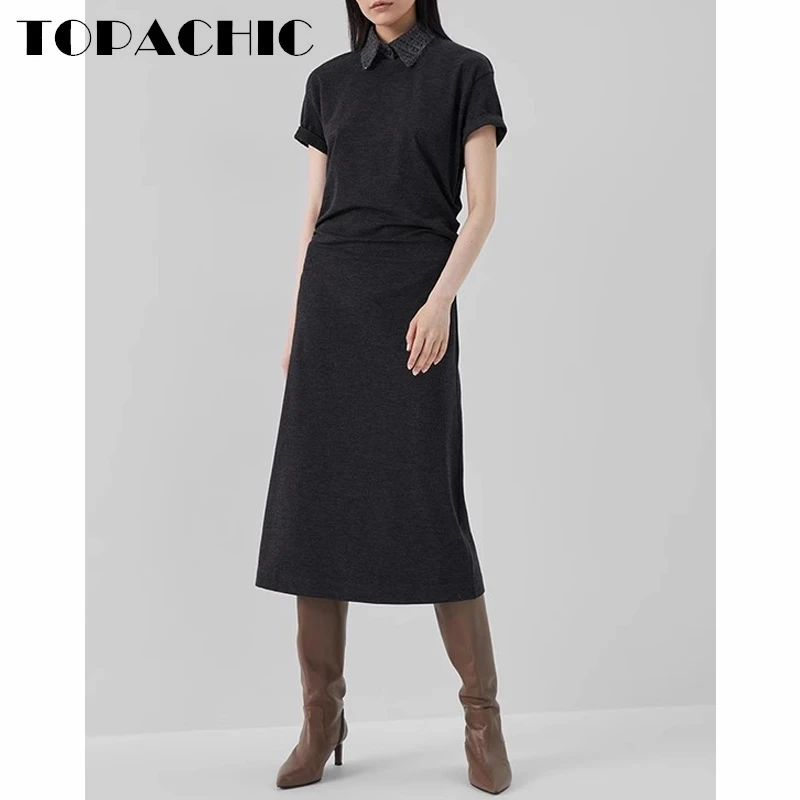 10,12 TOPACHIC женское элегантное платье с вышивкой и отложным воротником, коротким рукавом, присборенное в талии, со складками
10,12 TOPACHIC женское элегантное платье с вышивкой и отложным воротником, коротким рукавом, присборенное в талии, со складками