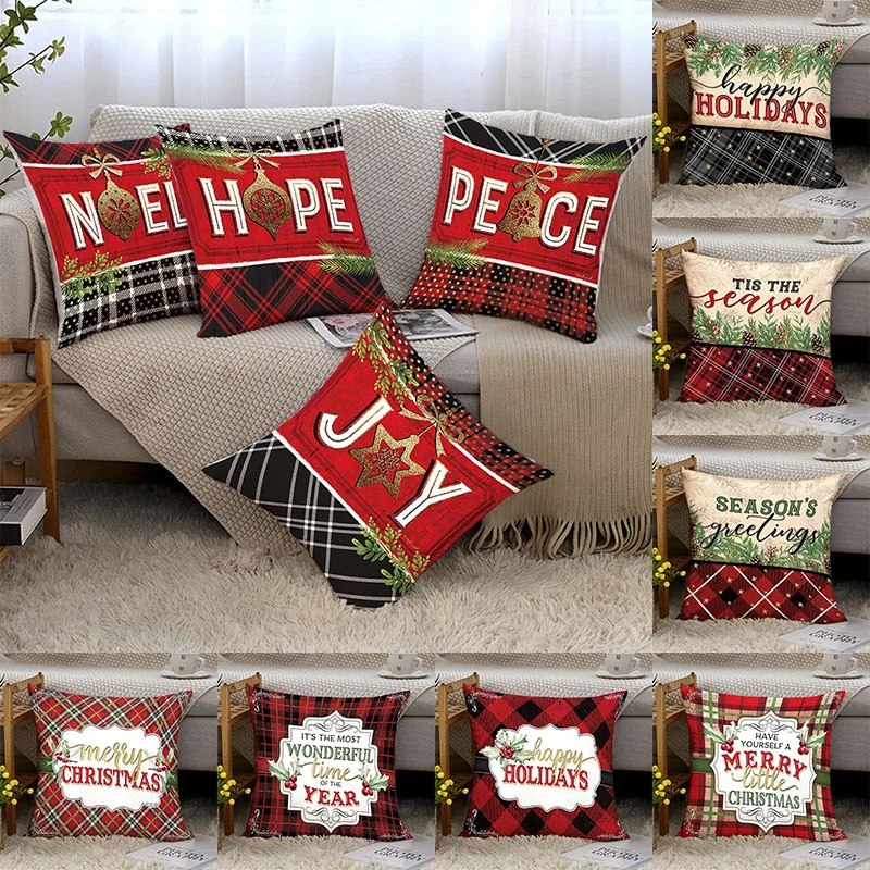 Merry Christmas Pillow Case Multiple Pieces Free Collocation Letters Black And Red Plaid Peach Velvet Printed Sofa Pillow Cover
Merry Christmas Pillow Case Multiple Pieces Free Collocation Letters Black And Red Plaid Peach Velvet Printed Sofa Pillow Cover