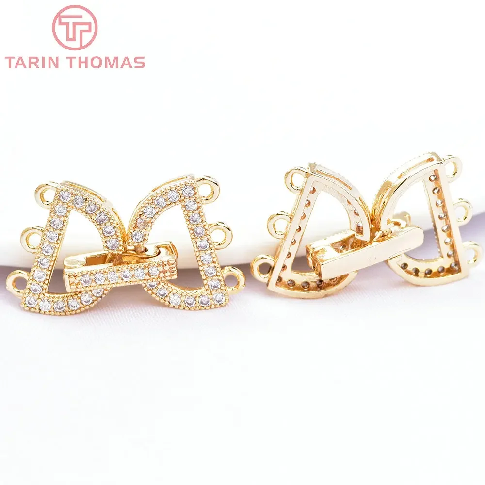 

(6739) 2PCS 14x24MM 24K Gold Color Brass with Zircon Bracelet Connector Clasp High Quality Diy Jewelry Accessories Wholesale