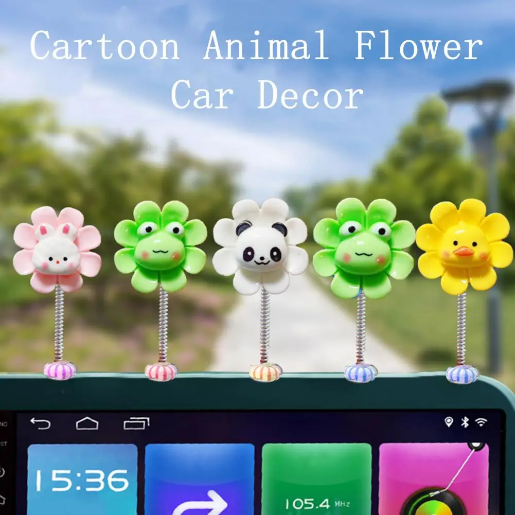

Vibration Car Decoration Shaking Cartoon Flower Ornament Fun Car Dashboard Desk Decoration with Spring for Home Office Car