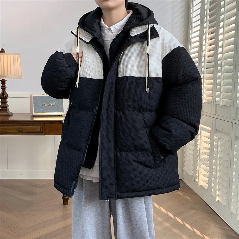 

Winter cotton coat large size splicing jacket cotton bread clothing new hooded fake two-piece warm winter coat 9XL 8XL