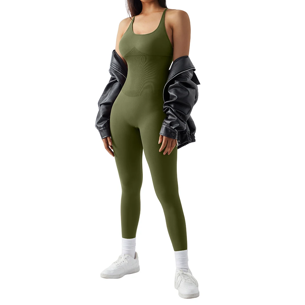 Women Strappy Backless One Piece Jumpsuits Tummy Control Shapewear Square Neck Padded Tracksuits Workout Rompers Jumpsuits Women Strappy Backless One Piece Jumpsuits Tummy Control Shapewear Square Neck Padded Tracksuits Workout Rompers Jumpsuits