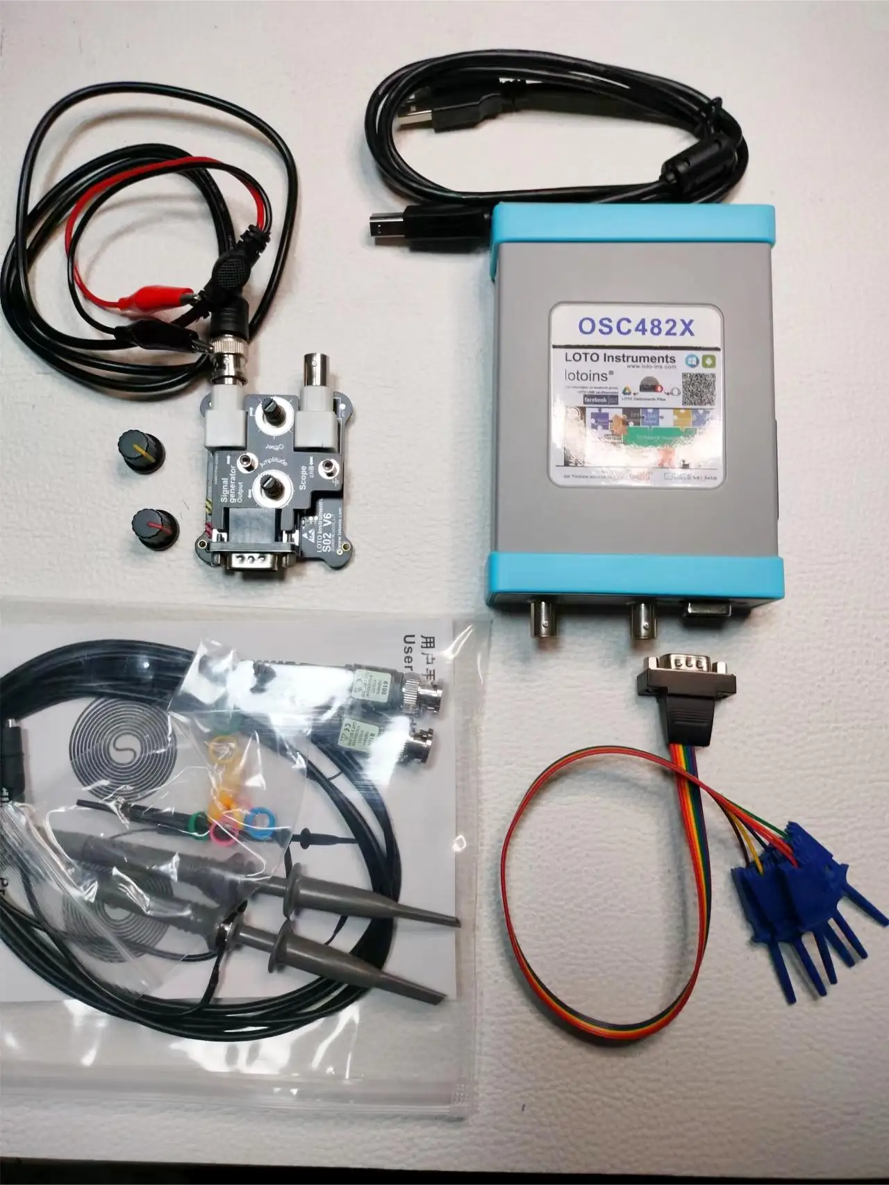 

LOTO OSC482X, Oscilloscope+Signal Generator+Logic Analyzer+Data Logger, 4 in 1. 20MHz Bandwidth, 50MS/s Sampling, for Engineers