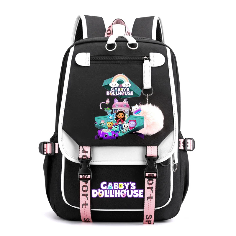 

Gabby's Dollhouse Backpacks Usb Schoolbag for Teenager Girl Boy Fashion Backpack Gabby Cats Plush Ball Bookbag Travel Back Pack