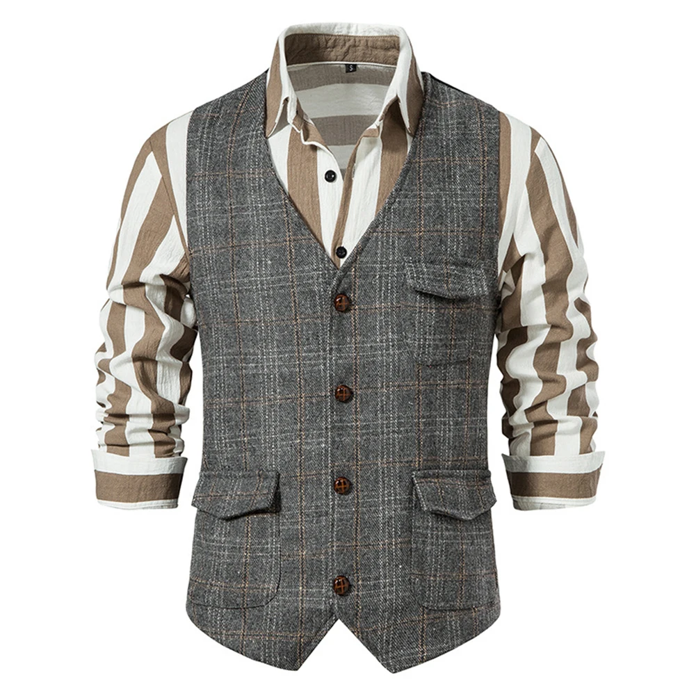 Retro Mens Plaid Waistcoat Vest Vintage Herringbone Sleeveless Tops Button Down Business Smart Casual Suit Khaki
Retro Mens Plaid Waistcoat Vest Vintage Herringbone Sleeveless Tops Button Down Business Smart Casual Suit Khaki