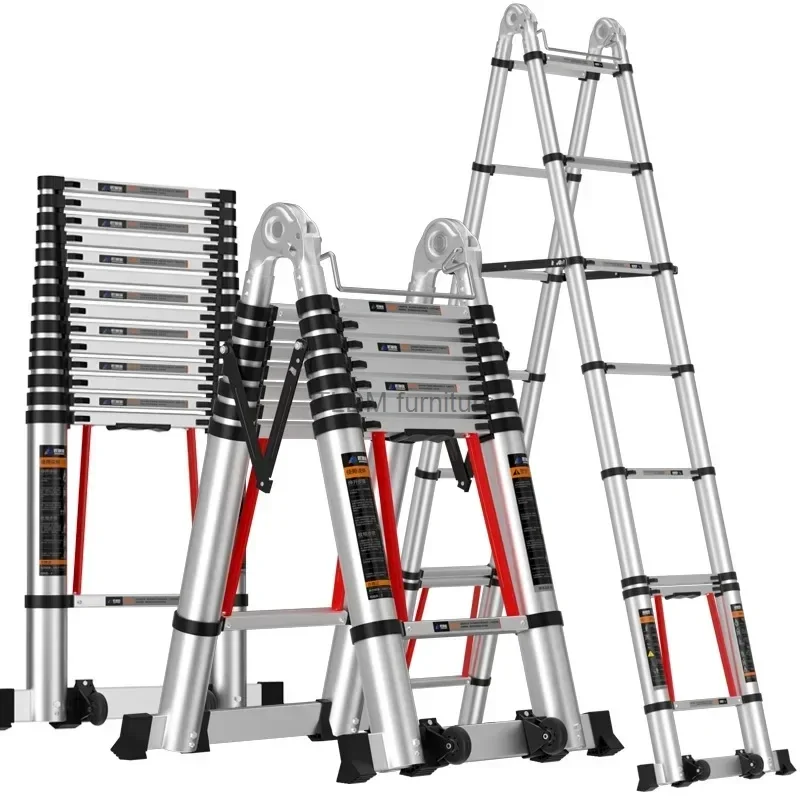 

Modern Aluminum Alloy Step Ladders for Home Telescopic Folding Ladder Light Luxury Kitchen Multifunctional Engineering Staircase