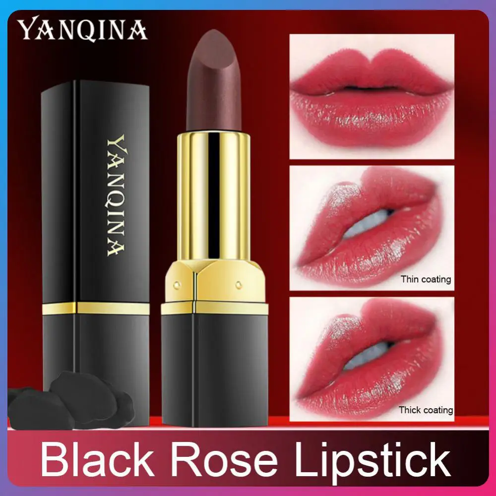 

1pcs Black Rose Lipstick Non-stick Cup Velvet Matte Lipstick Lips Makeup Color Changing Lipstick Temperature Change Color