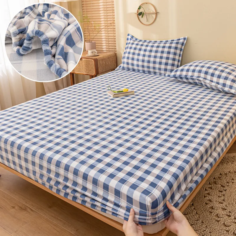 Velvet Bedsheet with Pillowcase sabanas Elastic Fitted Sheet Set Queen Size Plaid Style Bed Linen Sets Home Warm Mattress Cover
Velvet Bedsheet with Pillowcase sabanas Elastic Fitted Sheet Set Queen Size Plaid Style Bed Linen Sets Home Warm Mattress Cover