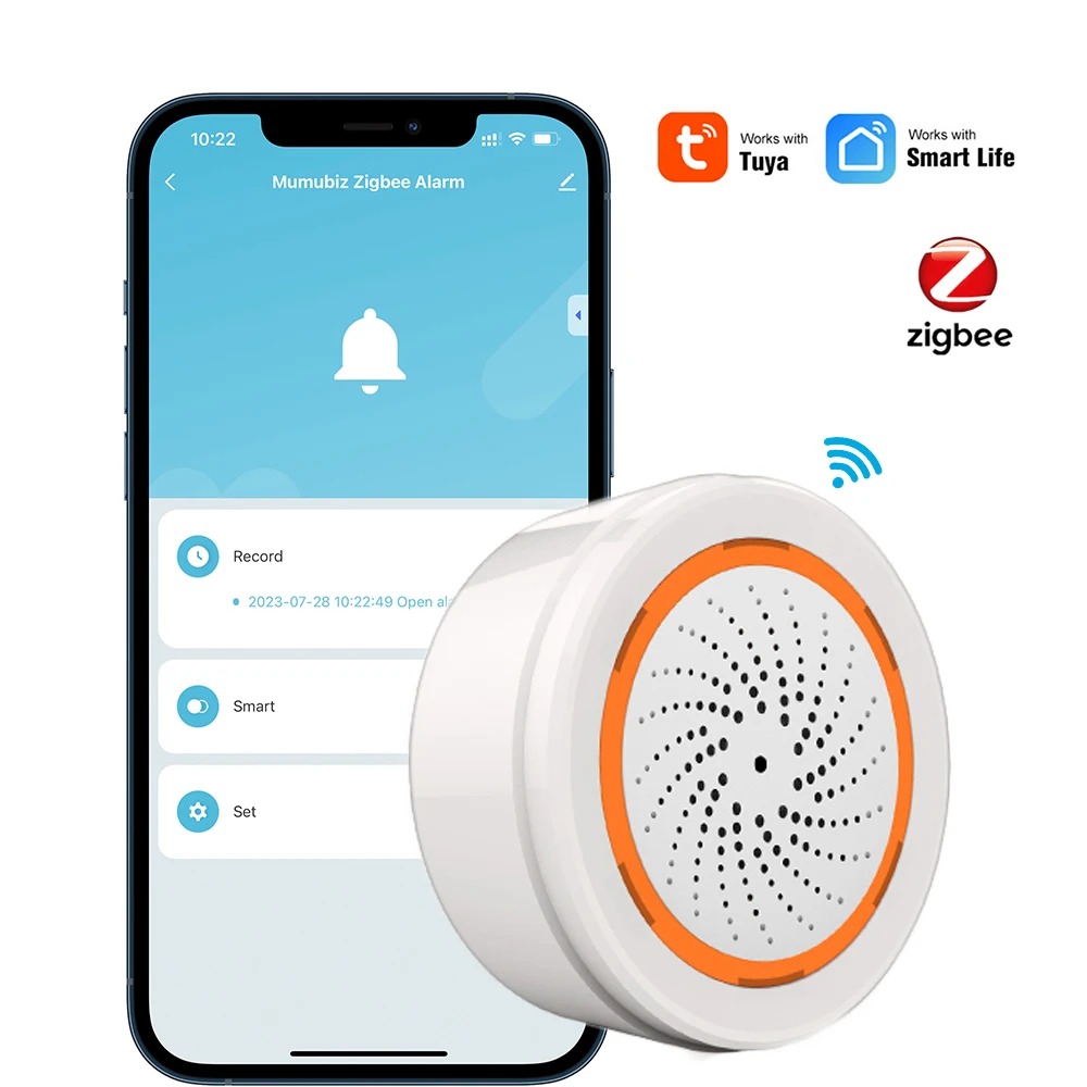 Tuya Smart Life Zigbee Siren Alarm,Push Alert Notification, USB Battery Supply,Home Security Sensor ,Works with Tuya Zigbee Hub 
Tuya Smart Life Zigbee Siren Alarm,Push Alert Notification, USB Battery Supply,Home Security Sensor ,Works with Tuya Zigbee Hub