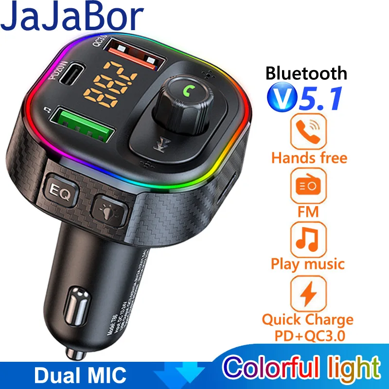 

Автомобильный fm-передатчик JaJaBor, Автомобильный MP3-плеер типа C PD 20 Вт, USB QC3.0, быстрая зарядка, автомобильное зарядное устройство, громкая связь, Bluetooth 5,0, FM модулятор