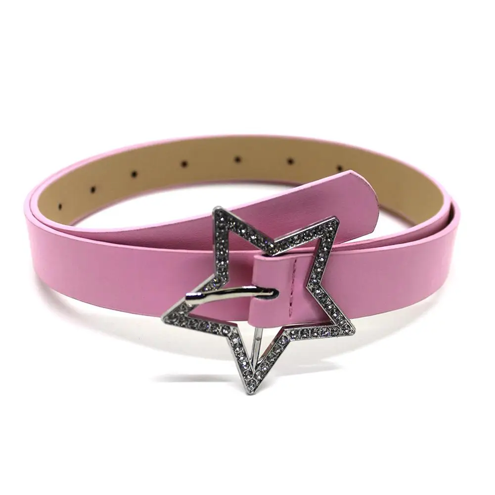 

Star-shaped Buckle Belt Crystal Embellished Waistband Pink Leather Star Waist Belt Bling Belt Rhinestone Bridal Sash Belt