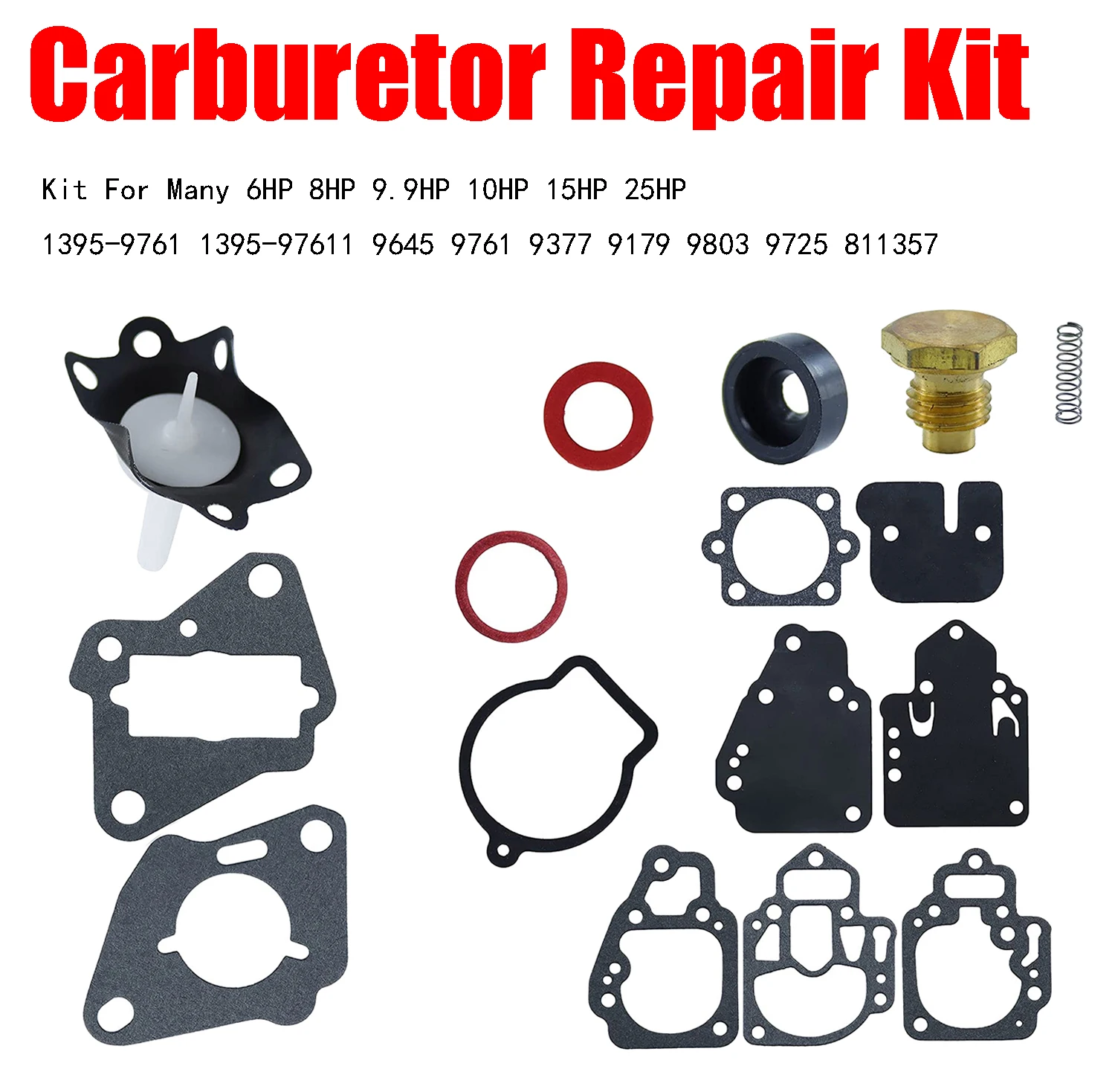 Mercury Mariner Carb Carburetor Repair Rebuild Kit For Many 6HP 8HP 9.9HP 10HP 15HP 25HP 1395-9761 1395-97611 9645 9761 9377
Mercury Mariner Carb Carburetor Repair Rebuild Kit For Many 6HP 8HP 9.9HP 10HP 15HP 25HP 1395-9761 1395-97611 9645 9761 9377