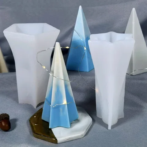 

New Pyramid Silicone Candle Mold DIY Geometric Conical Candle Mould Soy Wax Essential Oil Aromatherapy Candle Material Supplies
