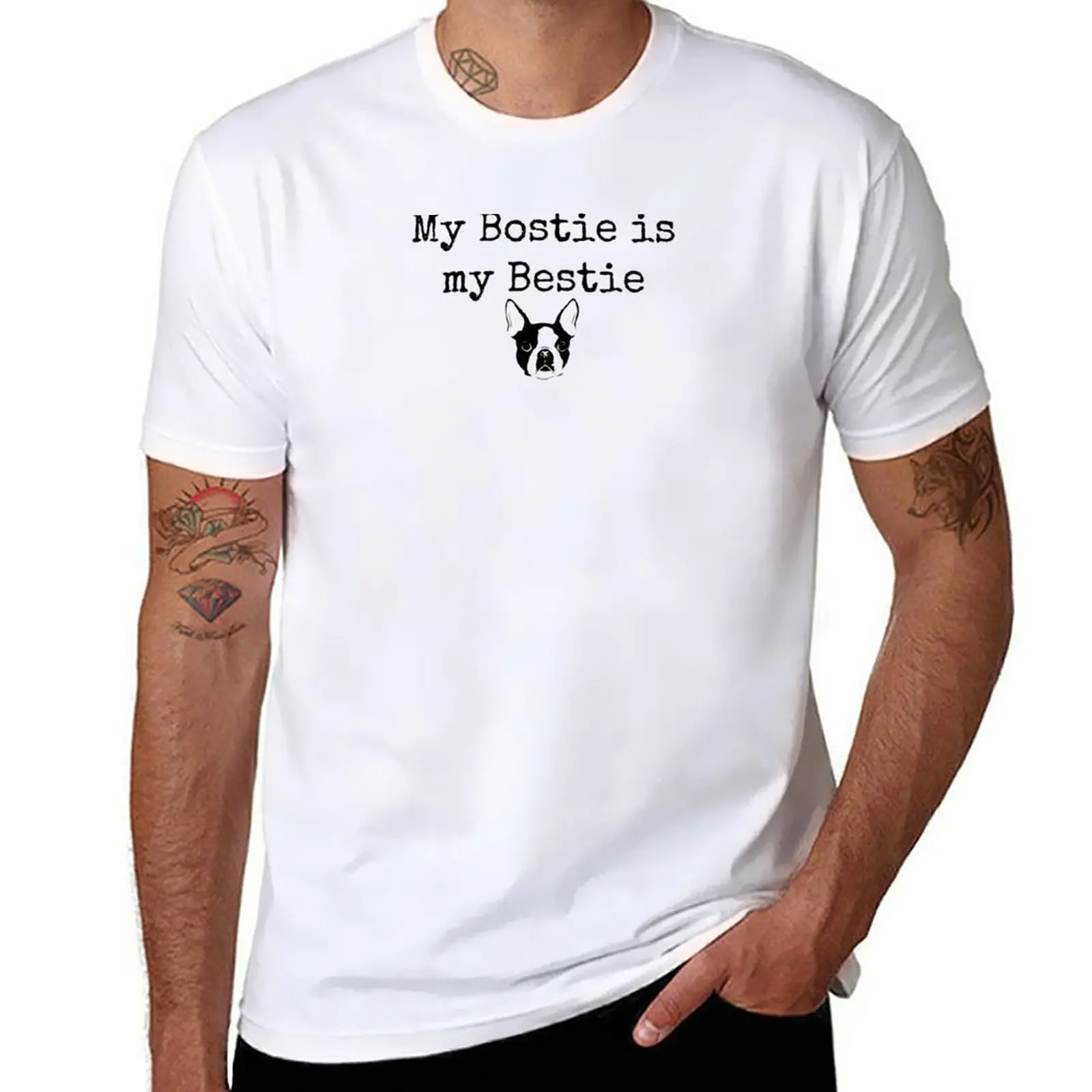 

New My Bostie is my Bestie Cute Boston Terrier Gift T-Shirt sports fan t-shirts vintage clothes black t shirts men workout shirt