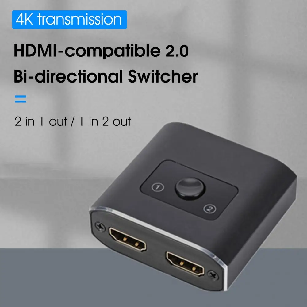 

Video Splitter Switcher High Resolution Stable Output Plug Play HDMI-compatible 1 in 2 Out 4K 60Hz Bi-Direction Video Adapter