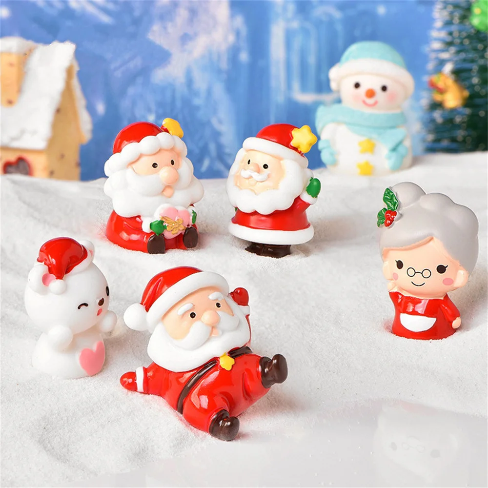 

Рождественские Мини-Статуэтки из смолы, миниатюры, Санта-Клаус, снеговик, искусственное украшение, микро-пейзаж, Рождественское украшение, 2023