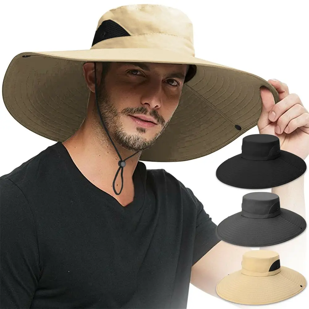 

Hot Men's 15CM Big Wide Brim Fisherman Hat Outdoor Waterproof Sun Hat Mountaineering Cap Fashion Panama Hat Fishing Hats Unisex