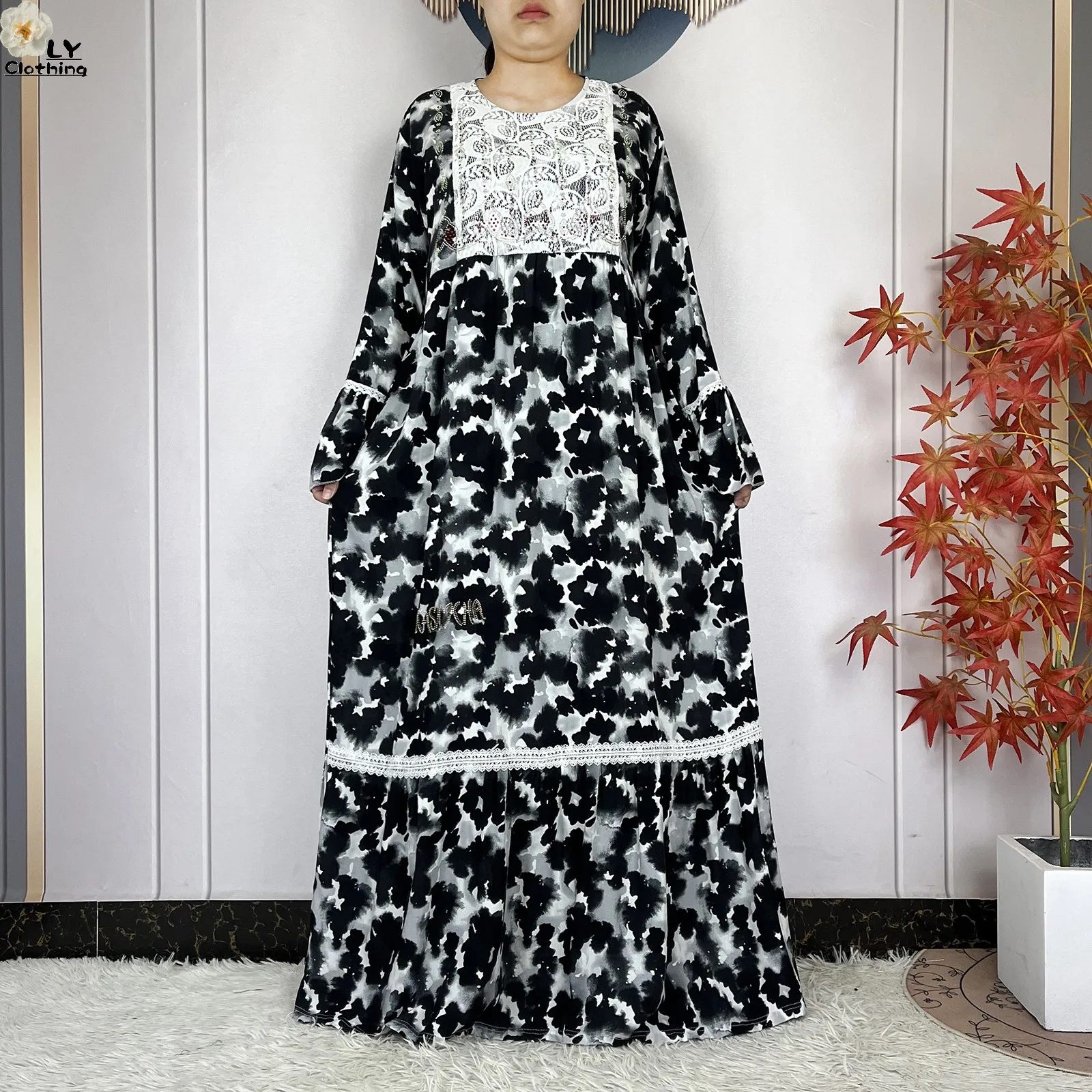 فستان نسائي جديد موضة 2026 بتصميم زهري وأكمام طويلة من القطن مع وشاح كبير، قفطان دبي، فستان فضفاض كاجوال، فساتين أفريقية فستان نسائي جديد موضة 2026 بتصميم زهري وأكمام طويلة من القطن مع وشاح كبير، قفطان دبي، فستان فضفاض كاجوال، فساتين أفريقية