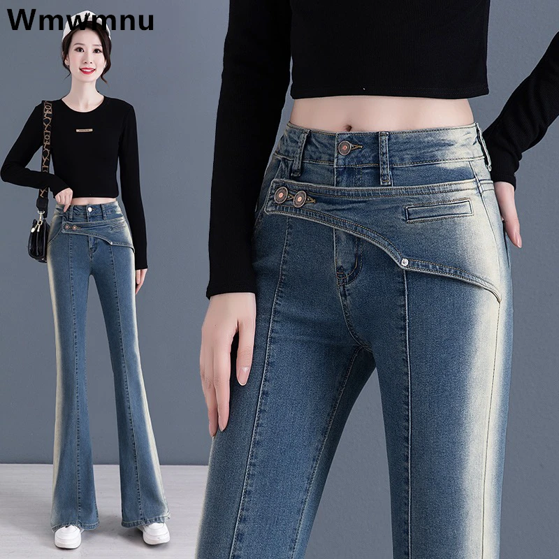 

Korean Design Halo Dye Flare Denim Pants Women Casual Skinny Streetwear Jeans New Vaqueros High Waist Stretch Kot Pantolones
