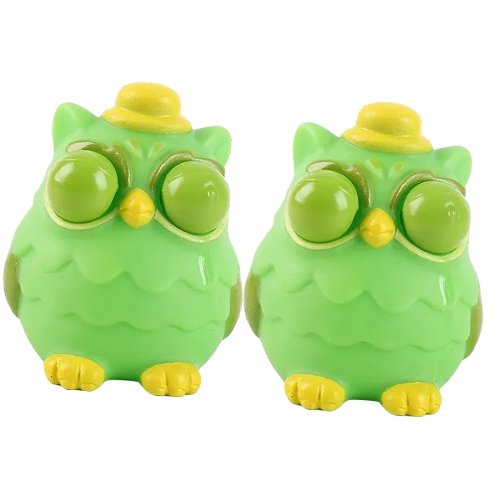 

2pcs Owl Squeeze Toy Household Squeeze Toy Colored Owl Fidget Toy Elastic Stretchy Toy