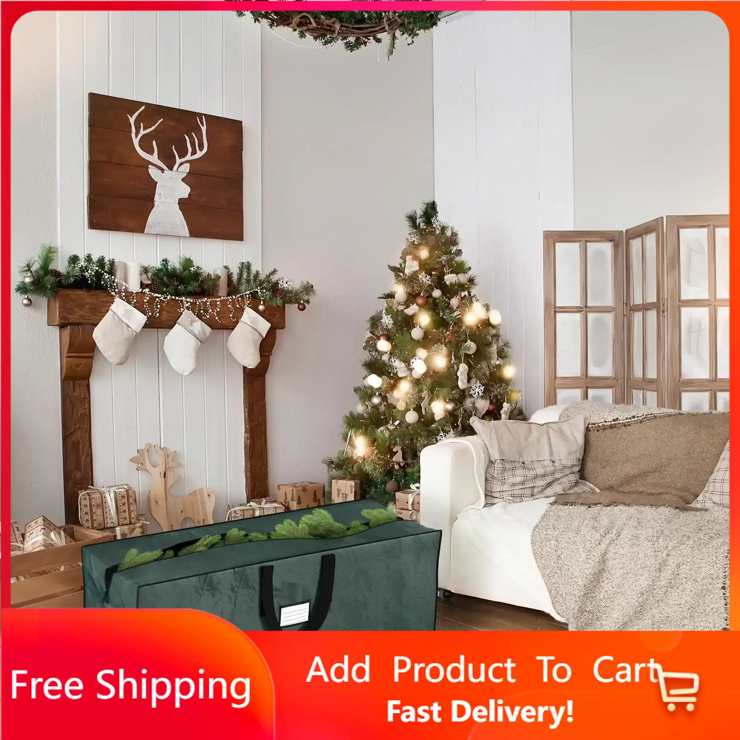 

Christmas Tree Storage Bag-Fits up to 7.5 Foot Artificial Trees-Protects Holiday Decorations & Inflatables from Moisture Rapid T