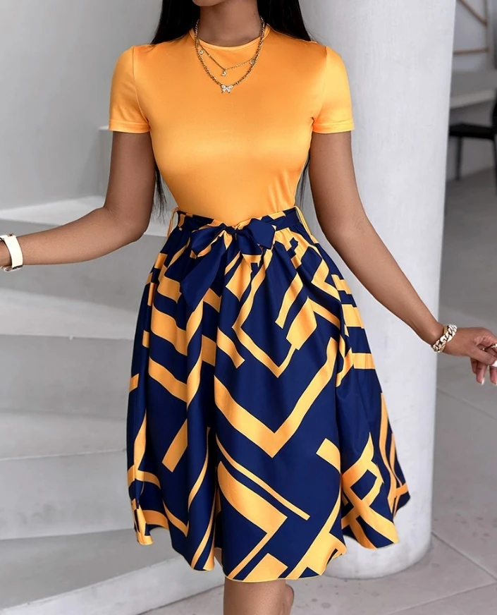 New Fashion 2024 Summer Casual Sexy Dresses for Women Elegant Colorblock Geometric Print Tied Detail Casual Dress
New Fashion 2024 Summer Casual Sexy Dresses for Women Elegant Colorblock Geometric Print Tied Detail Casual Dress