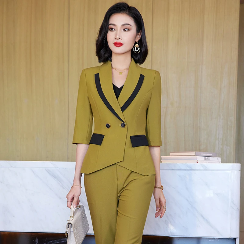 

HIGH QUALITY Newest 2024 Fashion Designer Suit Set Women's Slim Fit Shawl Collar Lion Buttons Blazer Pants Suit Korean