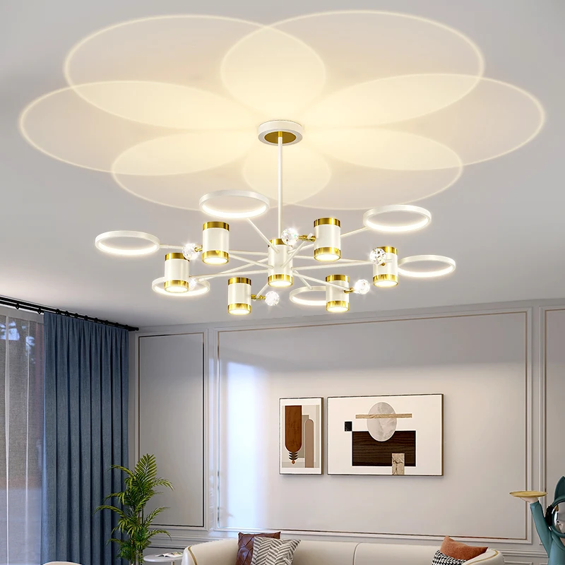 

Living Room Chandeliers Modern Atmosphere Nordic Starry Sky Top Starry Bedroom Dining Room Lamps Ring Lighting Fixtures 85-265V