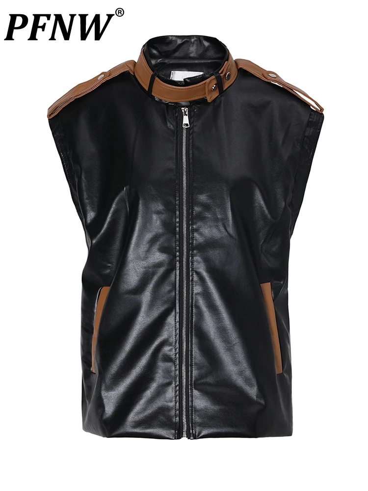 PFNW Men Big Size Vest Loose Fit Black Color-block Pu Leather New Stand Collar Sleeveless Fashion Spring Autumn 2023 1DF3127
PFNW Men Big Size Vest Loose Fit Black Color-block Pu Leather New Stand Collar Sleeveless Fashion Spring Autumn 2023 1DF3127