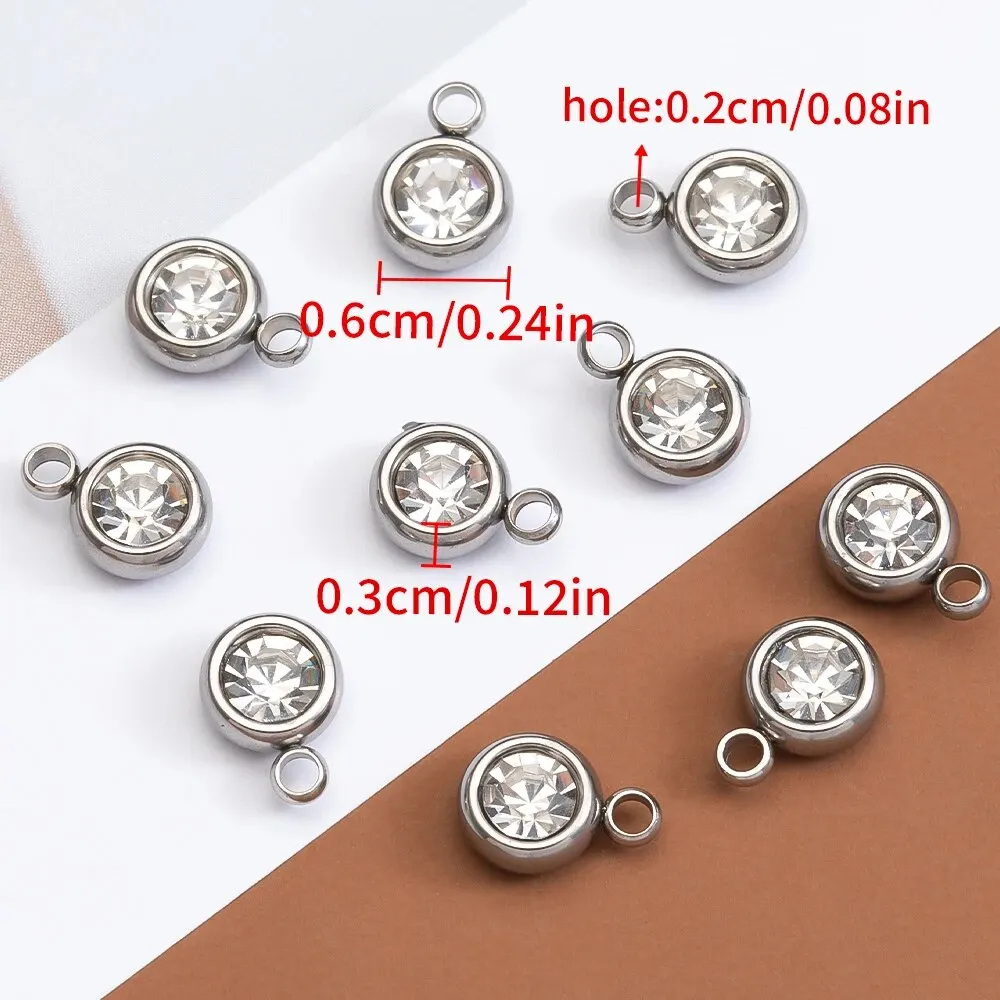 20pcs Mixed Color Stainless Steel Rhinestone Bead Charms 6mm Small Crystal Pendant for Women DIY Jewelry Necklace Bracelet Maing 20pcs Mixed Color Stainless Steel Rhinestone Bead Charms 6mm Small Crystal Pendant for Women DIY Jewelry Necklace Bracelet Maing