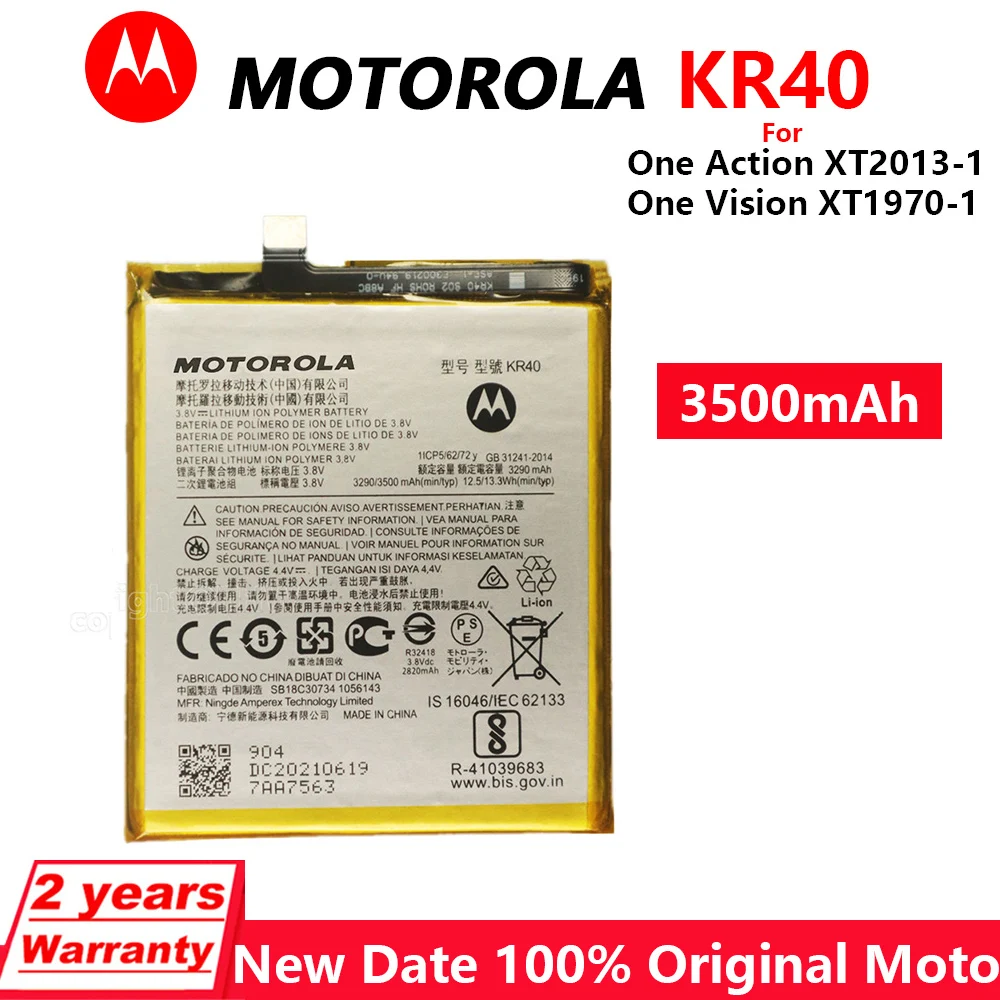 Original Motorola 3500mAh KR40 Battery For Motorola Moto One Action XT2013-1 / One Vision XT1970-1 New High Quality Batteries 
Original Motorola 3500mAh KR40 Battery For Motorola Moto One Action XT2013-1 / One Vision XT1970-1 New High Quality Batteries