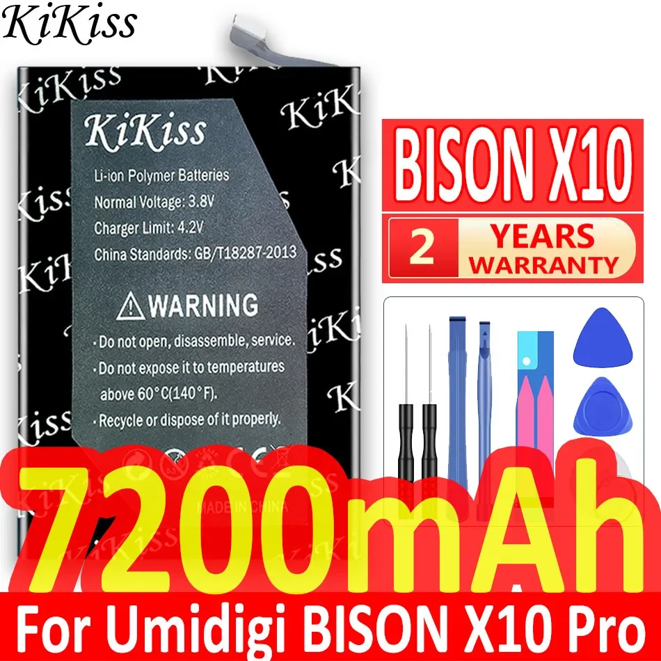 

KiKiss 7200mAh Battery for Umidigi BISON X10 /X10 Pro Mobile Phone Battery Batterij +Free Tools