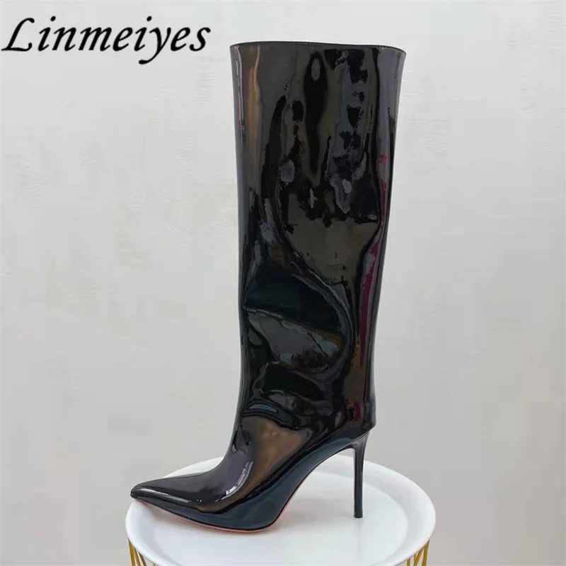 Sexy Thin Heels Knee-High Boots Women Patent Leather Pointy Toe Long Boots Female Black White Modern Stiletto Boots Woman
Sexy Thin Heels Knee-High Boots Women Patent Leather Pointy Toe Long Boots Female Black White Modern Stiletto Boots Woman