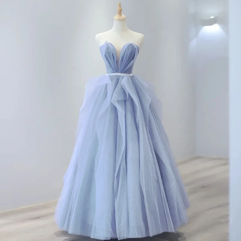 Sky Blue A Line Women Evening Dresses Tulle Prom Party Gowns Formal Occasion Vestido De Noche Abenkleider robes de soirée
Sky Blue A Line Women Evening Dresses Tulle Prom Party Gowns Formal Occasion Vestido De Noche Abenkleider robes de soirée