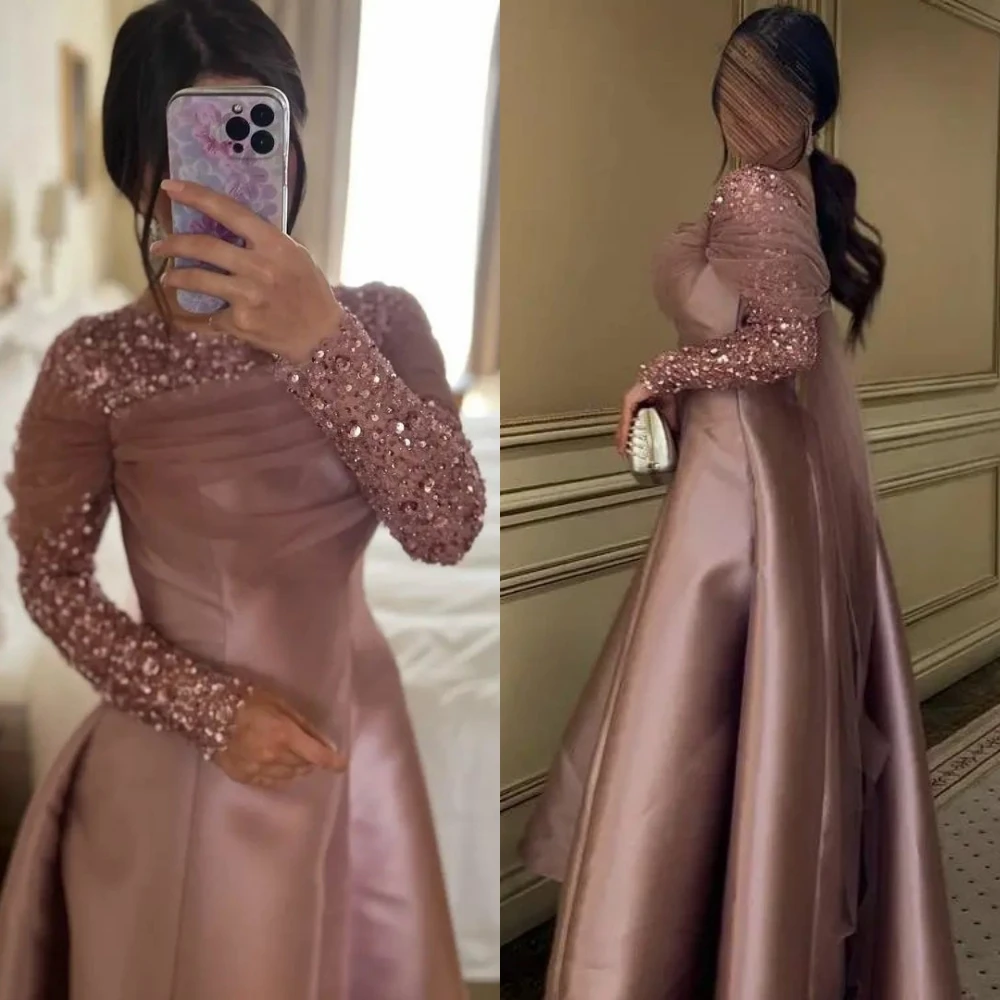 

Prom Dresses Intricate Fashion Jewel A-line Satin Beading Satin Formal Occasion Gown платье летнее женское robe soiree femmes